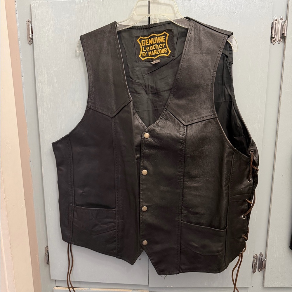 Genuine Leather Black Vest by